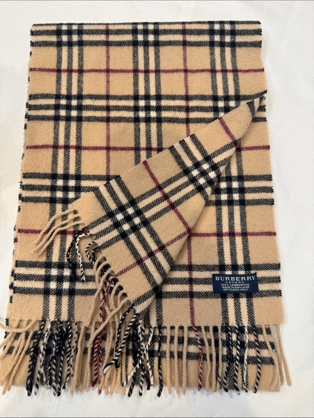 Authentic Burberry Beige Classic Plaid Design Scarf